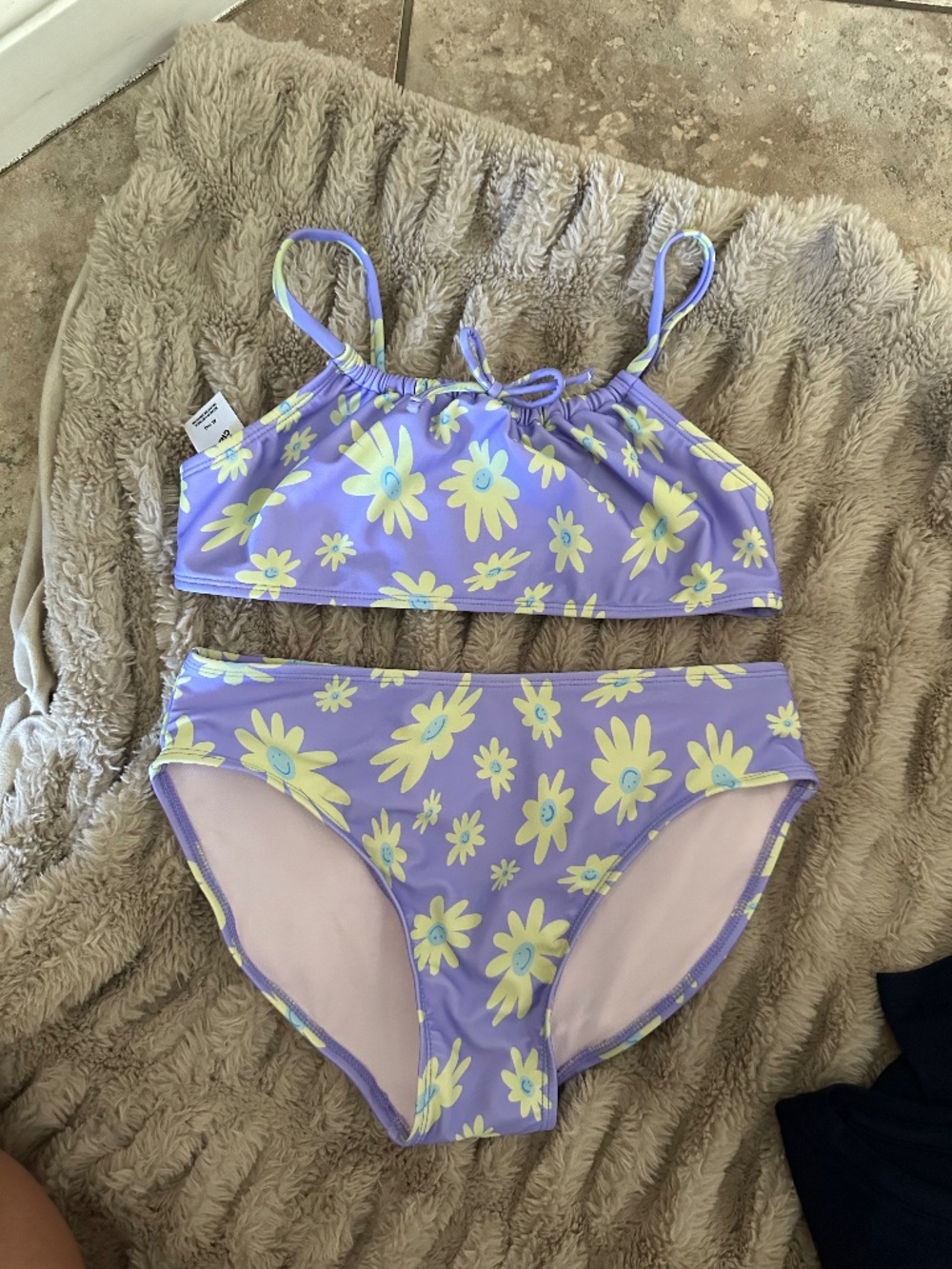 Girls' Art Class Purple Daisy Two-Piece Swim Set- 14